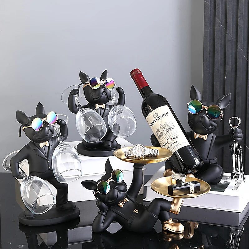 French Bulldog Wine Holder Sculpture